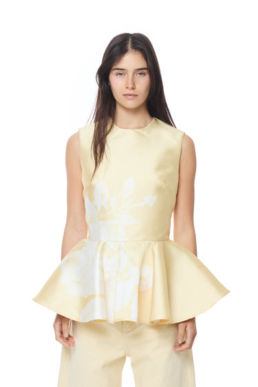 YELLOW PRINTED PEPLUM TOP marques almeida