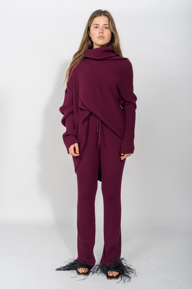 BURGUNDY KNITTED TROUSERS marques almeida