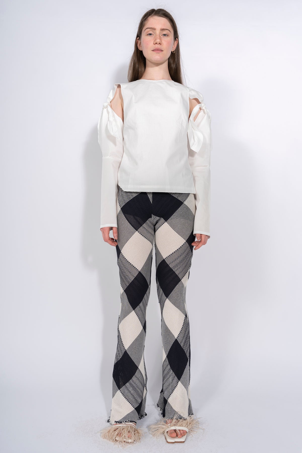 PRE-OWNED / BLACK AND WHITE CHECK BOOTCUT TROUSER – MARQUES ' ALMEIDA