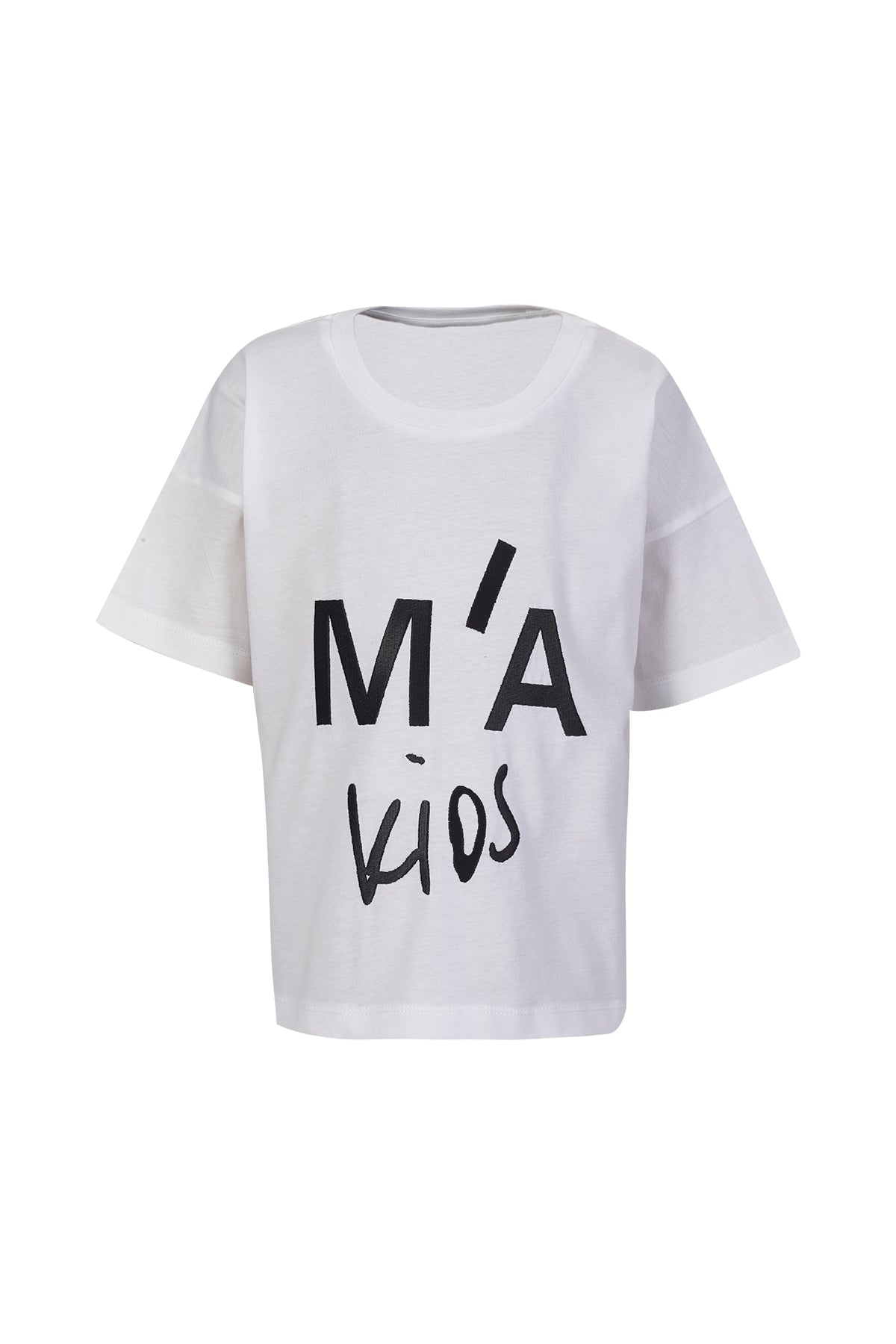 M'A KIDS EMBROIDERED CAP SLEEVE TOP IN WHITE