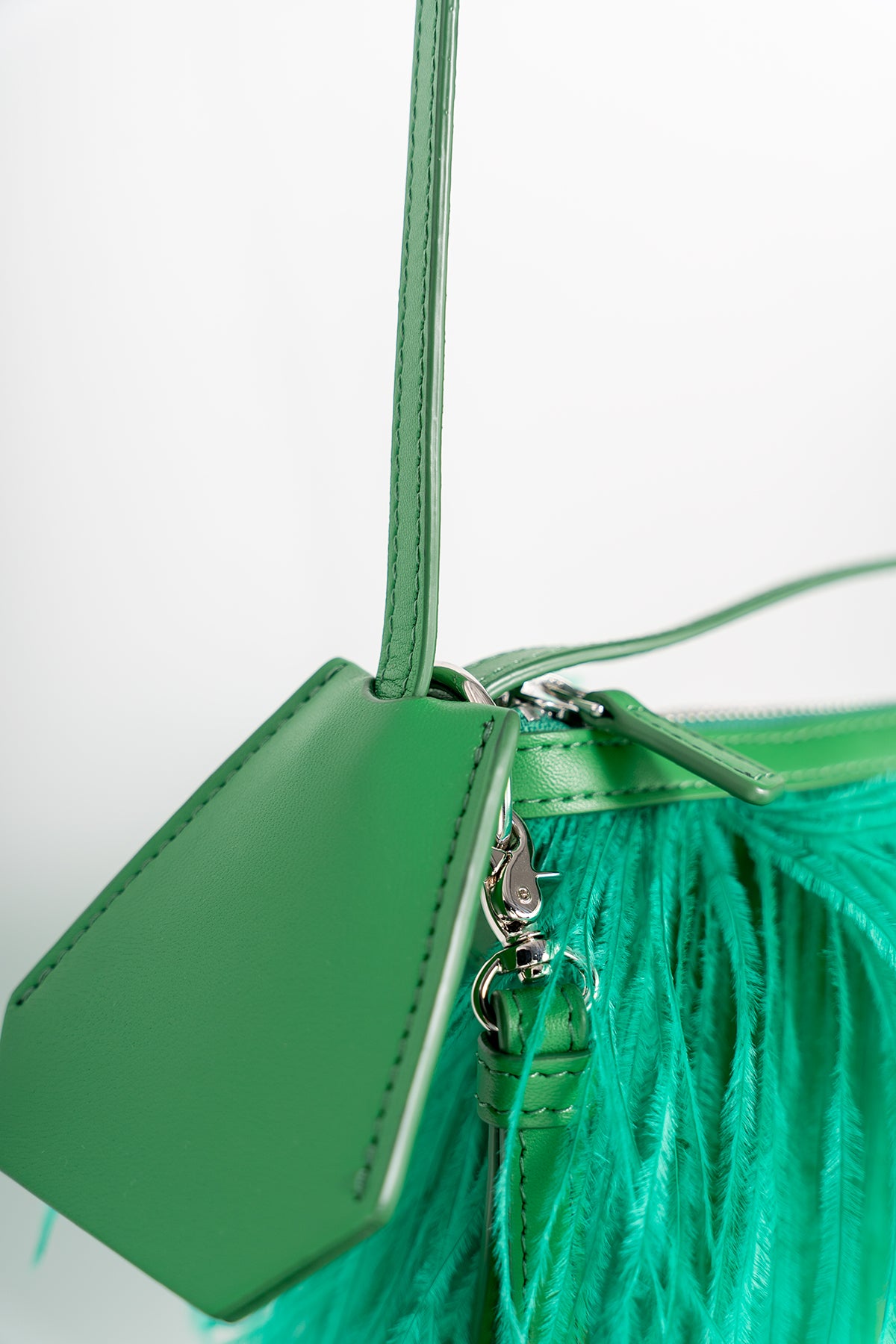 GREEN FEATHER BAG