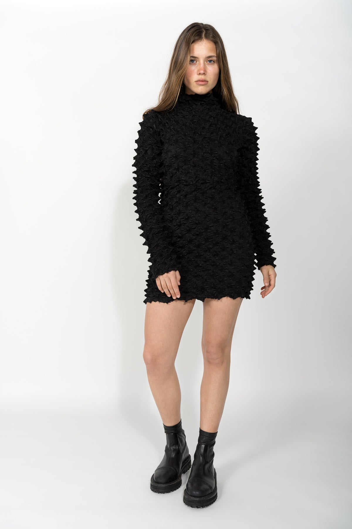 spiked black dress Multi-layer Mesh Spike Dress Black