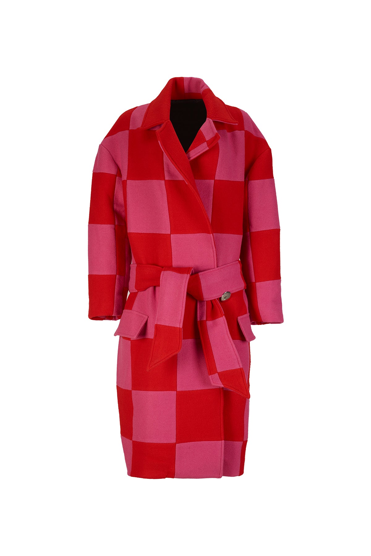 PINK AND RED CHECKED LONG COAT marques almeida