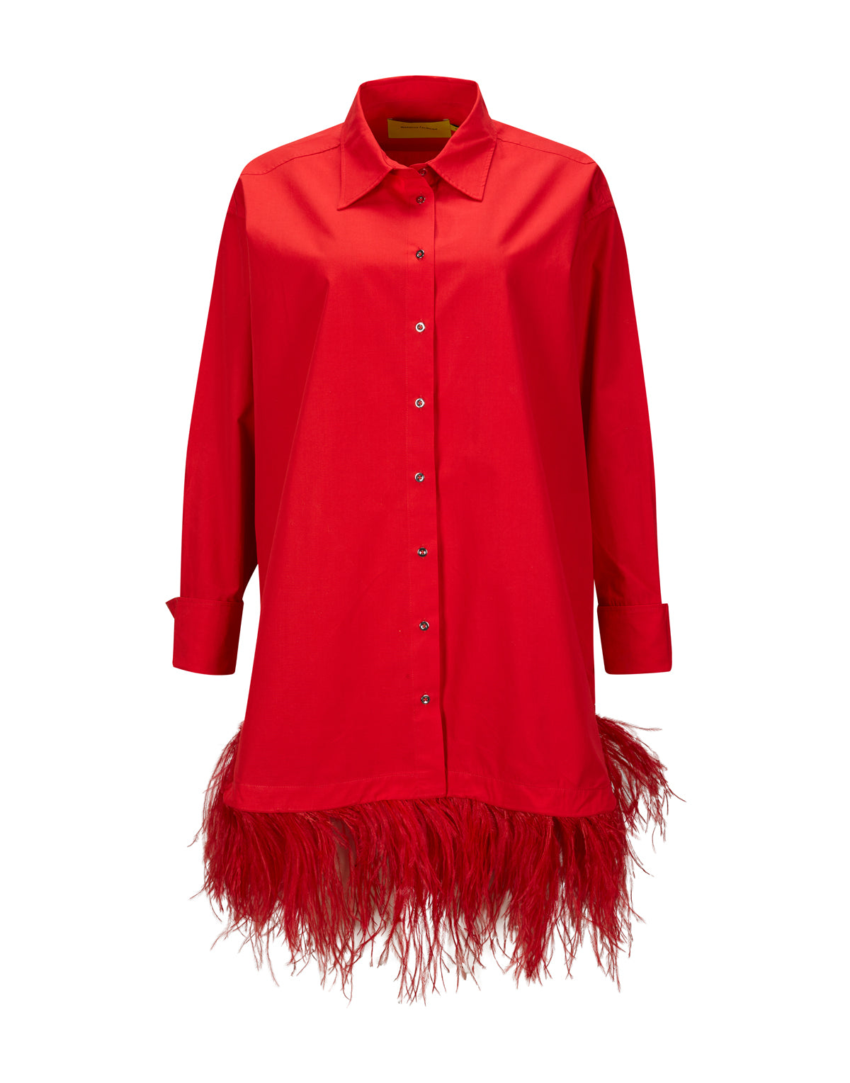 RED FEATHER HEM SHIRT DRESS marques almeida