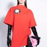 RED OVERSIZED T-SHIRT WITH BIG EYELET marques almeida