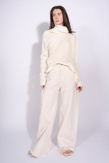 WHITE DRAPED TURTLENECK JUMPER marques almeida