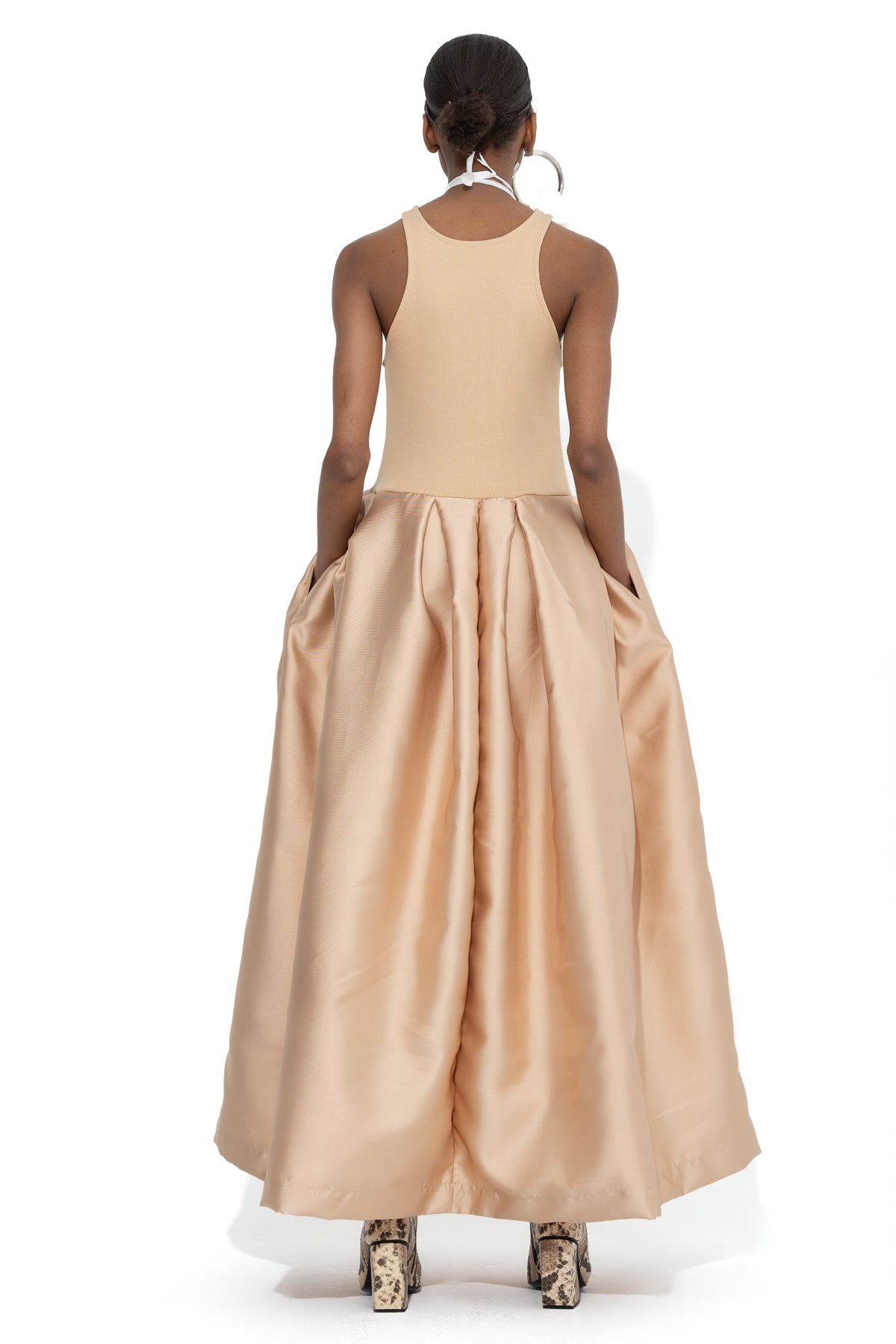 BEIGE FULL SKIRT TANK TOP DRESS marques almeida