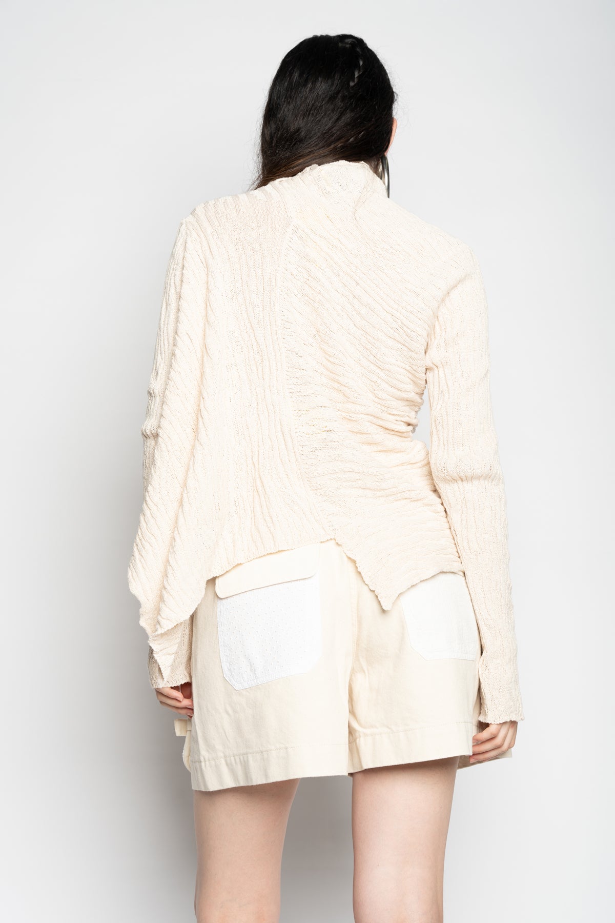 BEIGE RECYLED COTTON KNIT DRAPED JUMPER marques almeida