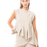 BEIGE WOVEN SLEEVELESS TOP WITH ASYMMETRIC HEM marques almeida