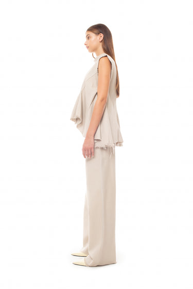 BEIGE WOVEN SLEEVELESS TOP WITH ASYMMETRIC HEM marques almeida