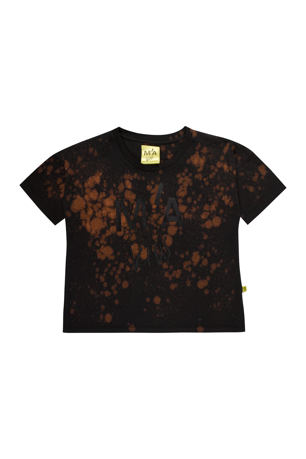 BLACK AND ORANGE SPLATTERED LOGO T-SHIRT MAKIDS