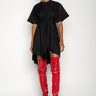 BLACK CINCHED PLEATED T-SHIRT DRESS marques almeida
