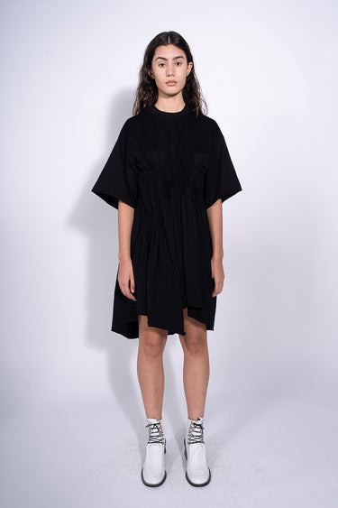 BLACK CINCHED PLEATED T-SHIRT DRESS MARQUES ' ALMEIDA BLACK CINCHED PLEATED T-SHIRT DRESS MARQUES ' ALMEIDA
