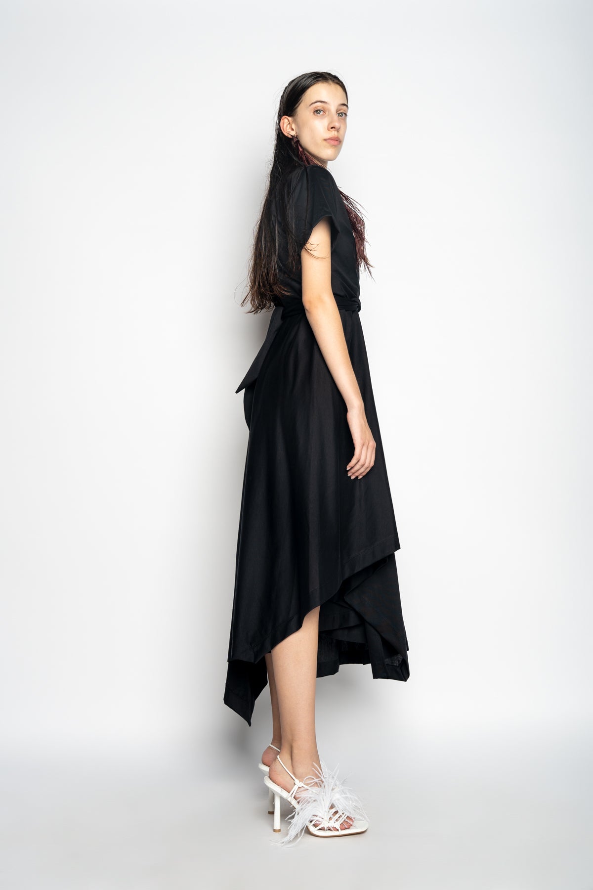 BLACK CROSS WAIST DRAPE T-SHIRT DRESS marques almeida