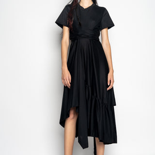 BLACK CROSS WAIST DRAPE T-SHIRT DRESS marques almeida