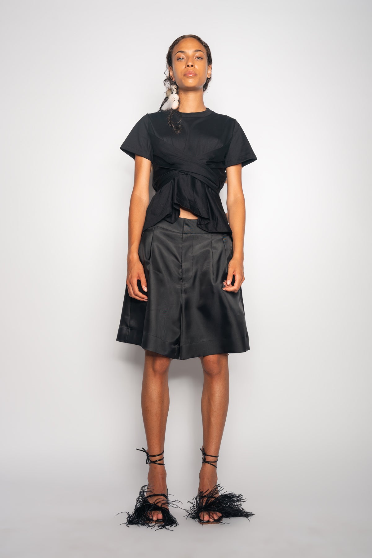 BLACK CROSS WAIST DRAPE T-SHIRT marques almeida