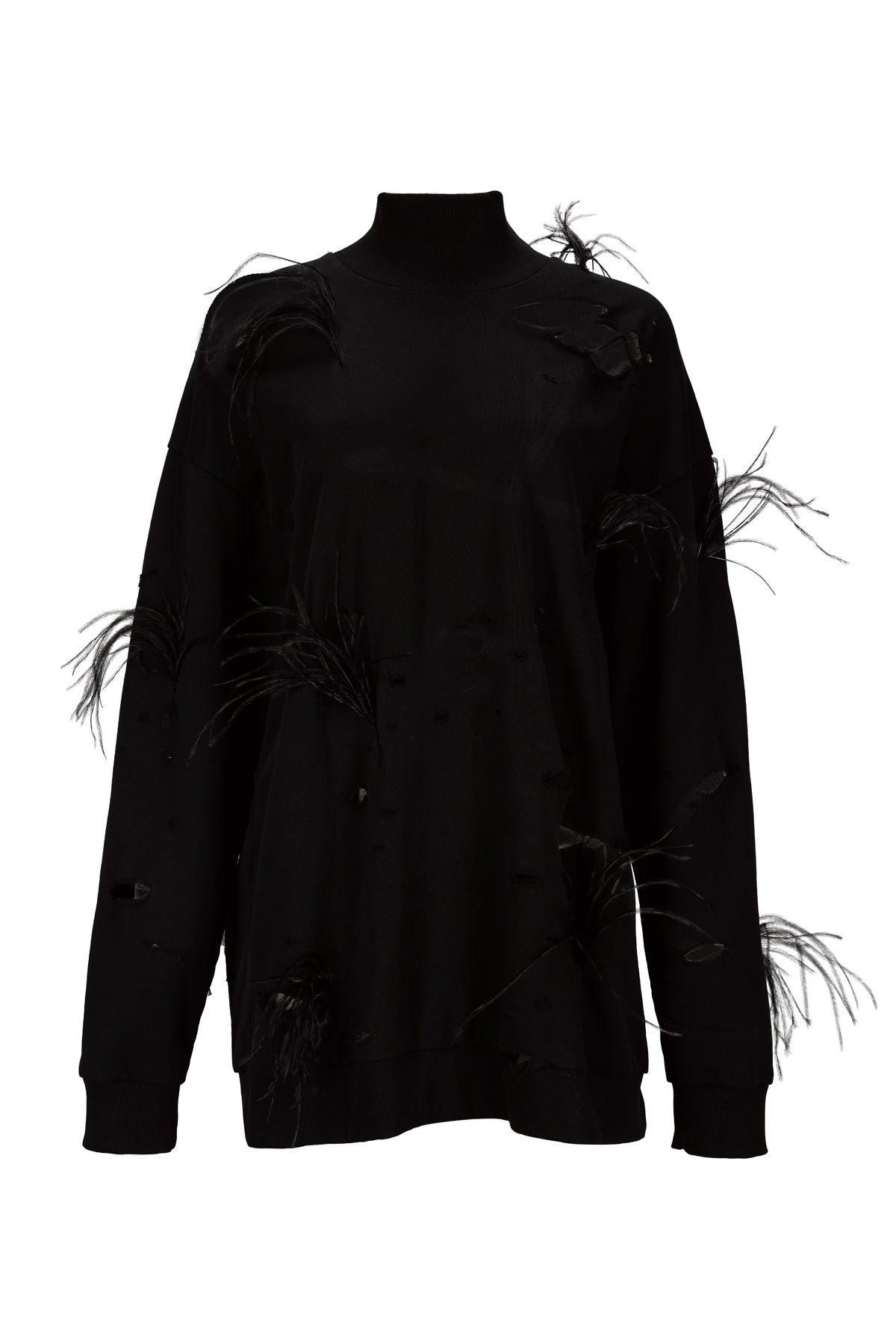 BLACK DISTRESSED TURTLENECK WITH FEATHERS MARQUES ALMEIDA