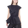 BLACK DRAPED CAP SLEEVE FLOUNCE TOP MARQUES ALMEIDA