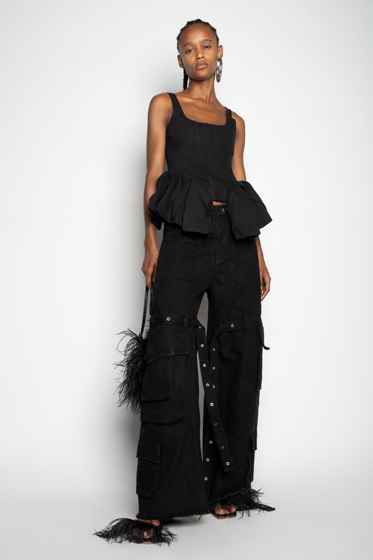 BLACK FITTED CORSET MARQUES ALMEIDA