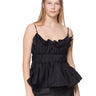BLACK LINEN GATHERED STRAP TOP marques almeida
