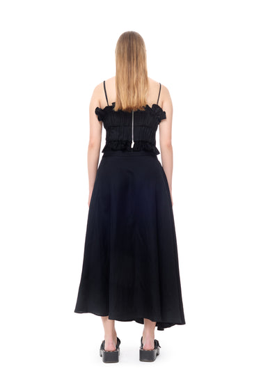 BLACK LINEN GATHERED WRAP MIDI SKIRT MARQUES ALMEIDA