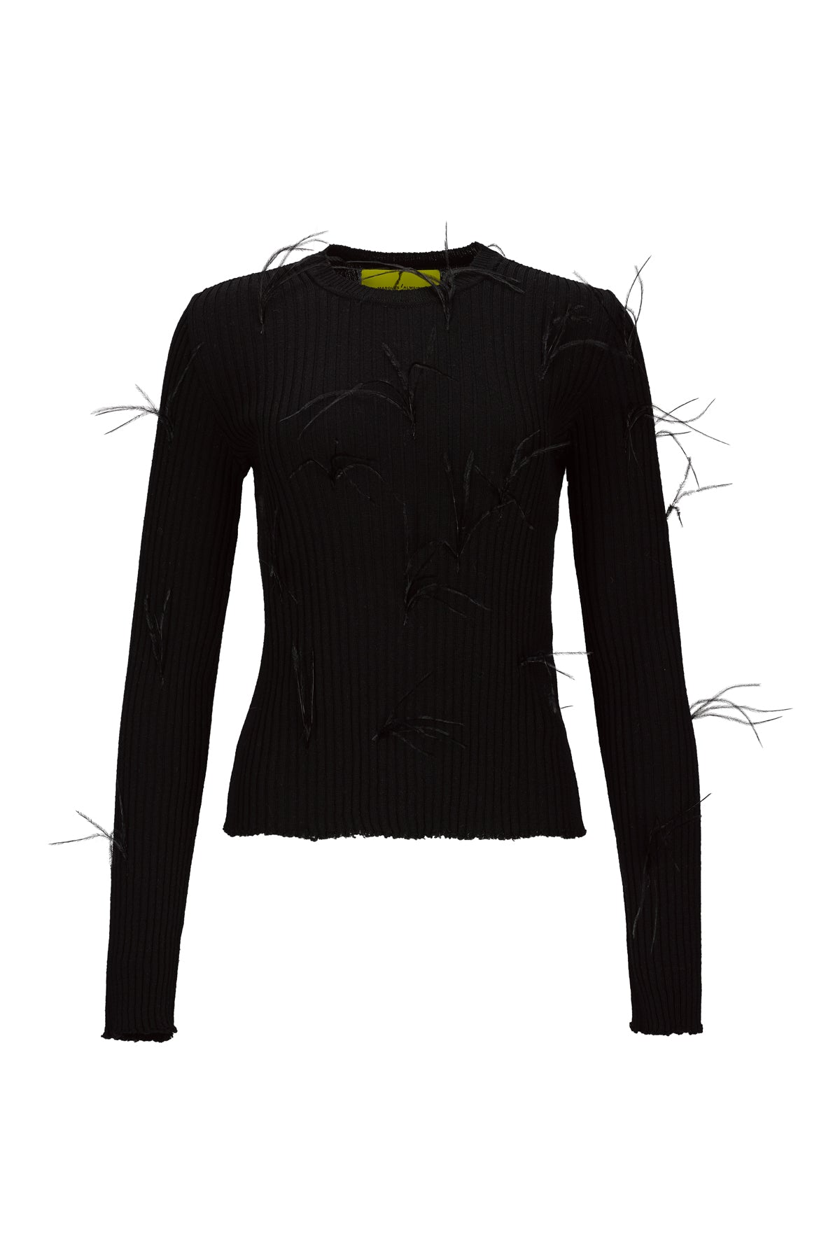 BLACK MERINO FEATHER CREW NECK TOP marques almeida