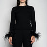 BLACK MERINO WOOL FITTED TOP WITH FEATHERS marques almeida