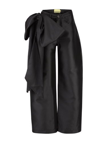 BLACK MIKADO BOYFRIEND TROUSERS WITH BOW BELT marques almeida