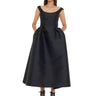 BLACK MIKADO OFF-SHOULDER MIDI DRESS marques almeida