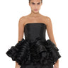 BLACK MIKADO STRAPLESS LAYERED FRILL TOP marques almeida