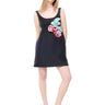 BLACK MINI DRESS WITH COLOUR FLOWER EMBELLISHED marques almeida