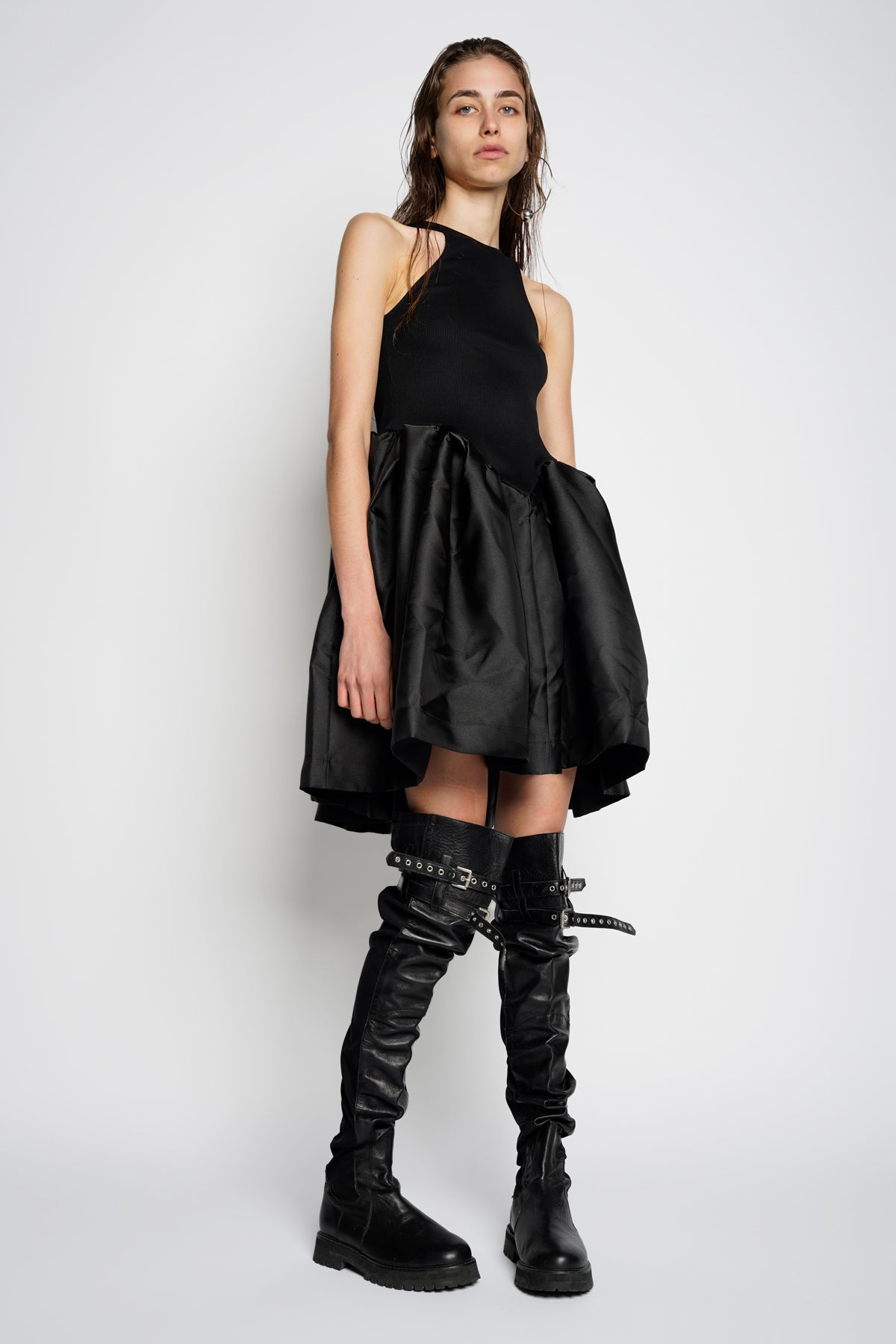 BLACK MINI DRESS WITH TANK TOP SCOOPED marques almeida