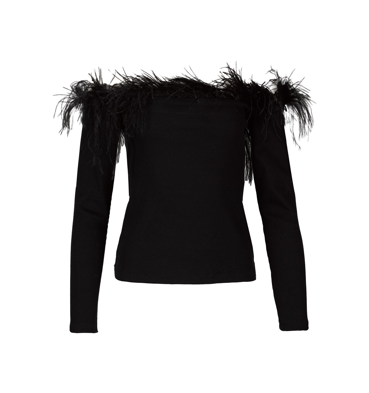 BLACK LONG SLEEVE TOP WITH FEATHERS marques almeida