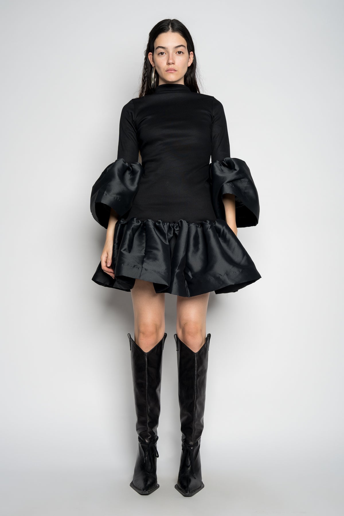 BLACK PUFF SLEEVE AND HEM DRESS marques almeida