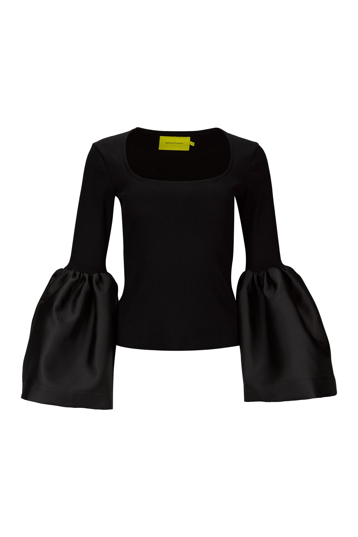BLACK SCOOPED NECK PUFF SLEEVE TOP marques almeida