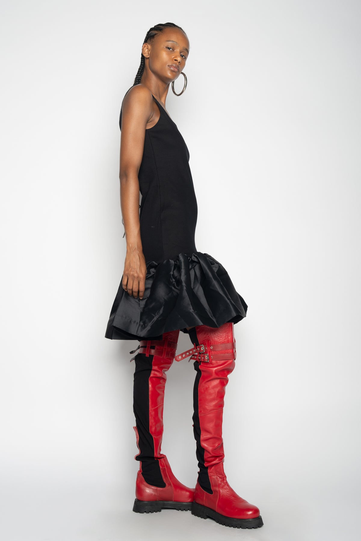 BLACK SLEEVELESS PUFF HEM DRESS marques almeida