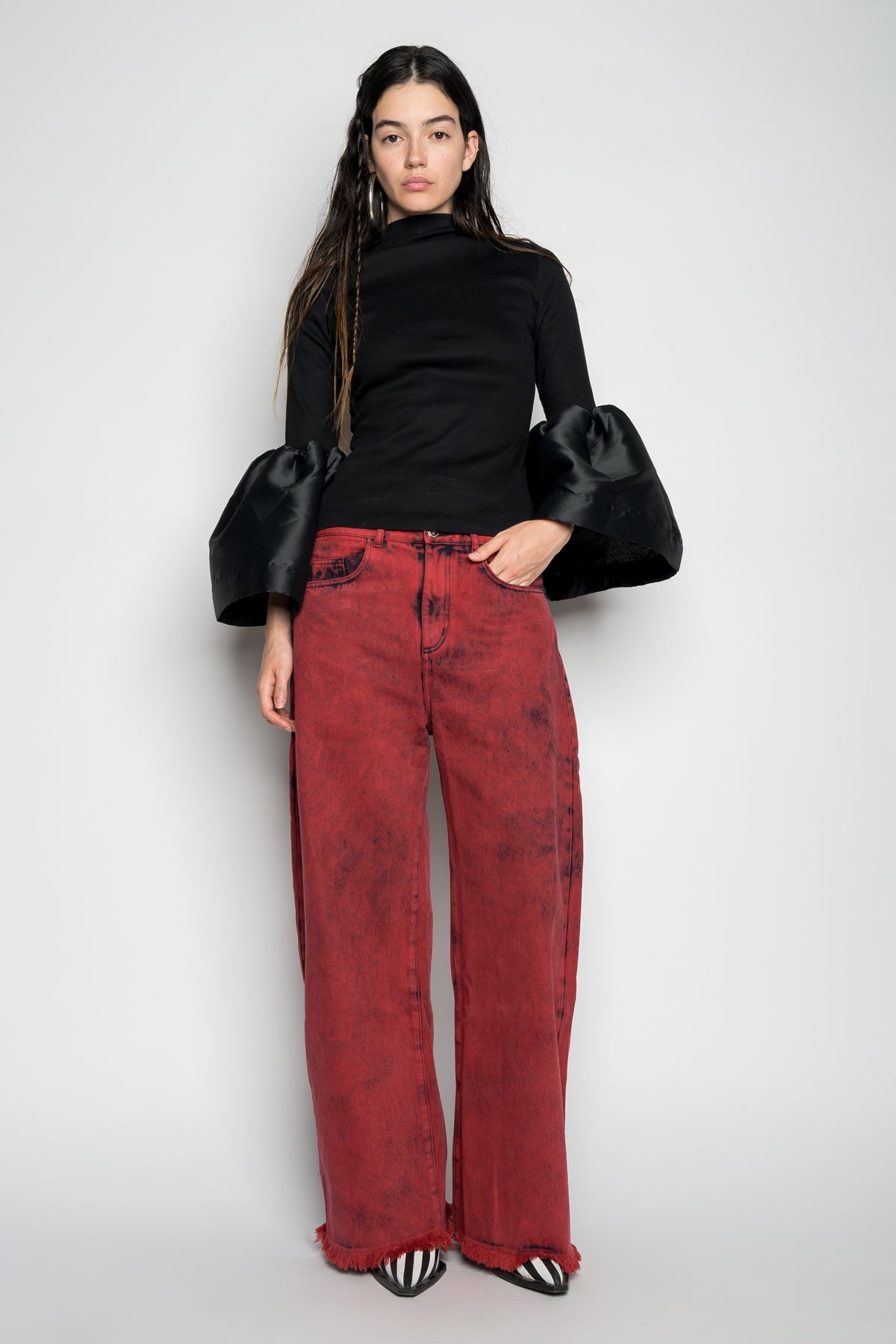BLACK TURTLENECK PUFF SLEEVE TOP MARQUES ALMEIDA