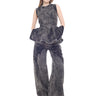 BLACK ACID WASH EMBELLISHED DENIM BOYFRIEND TROUSERS marques almeida