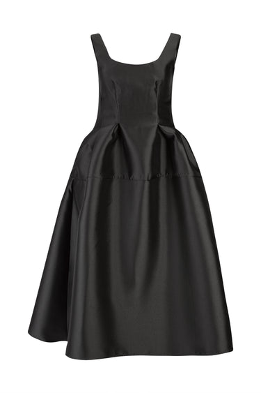 BLACK MIKADO OFF-SHOULDER MIDI DRESS marques almeida