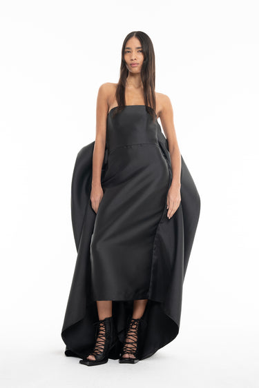 BLACK STRAPLESS DRESS WITH BACK DRAPE marques almeida