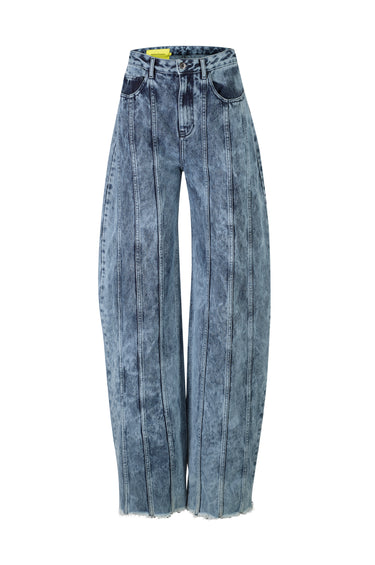 BLUE ACID WASH BOYFRIEND TROUSERS WITH SEAM LINES marques almeida