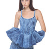 BLUE ACID WASH DENIM PLEATED TOP marques almeida
