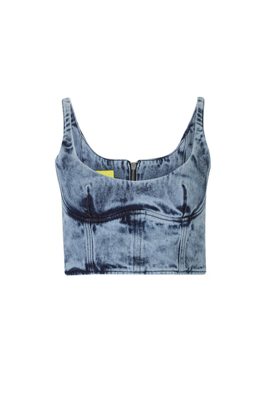 BLUE ACID WASH FITTED CORSET TOP marques almeida