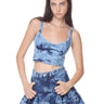 BLUE ACID WASH FITTED CORSET TOP marques almeida