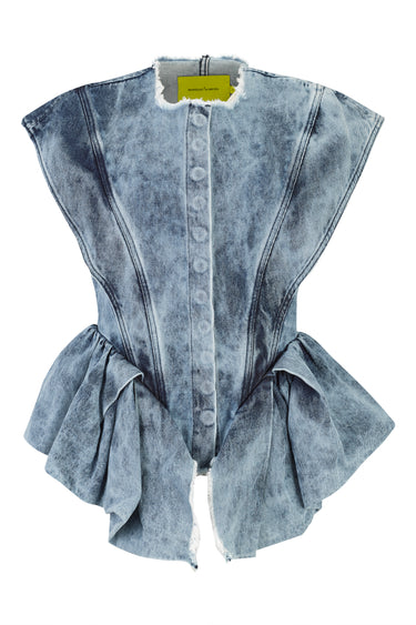 BLUE ACID WASH STRUCTURE SHOULDER CINCHED TOP marques almeida
