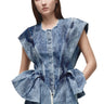 BLUE ACID WASH STRUCTURE SHOULDER CINCHED TOP marques almeida