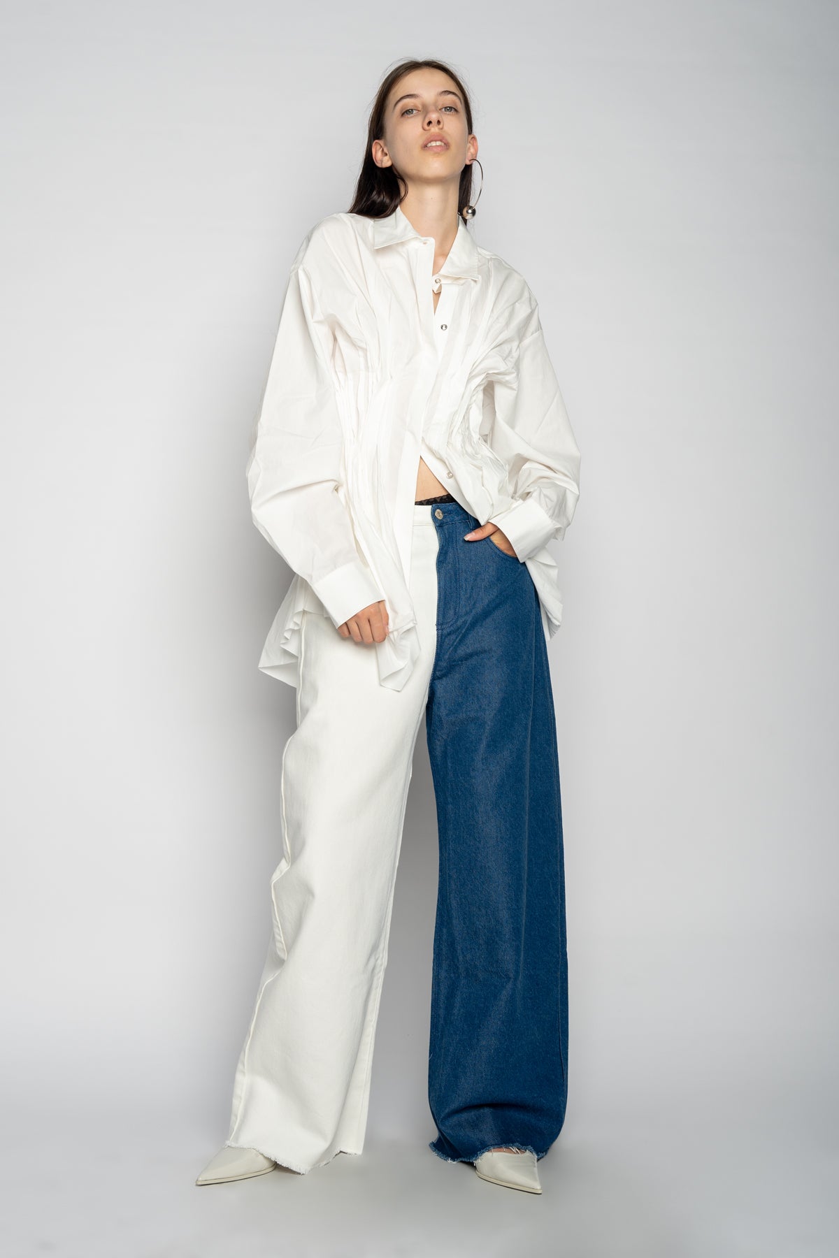 BLUE AND WHITE BOYFRIEND TROUSERS MARQUES ALMEIDA