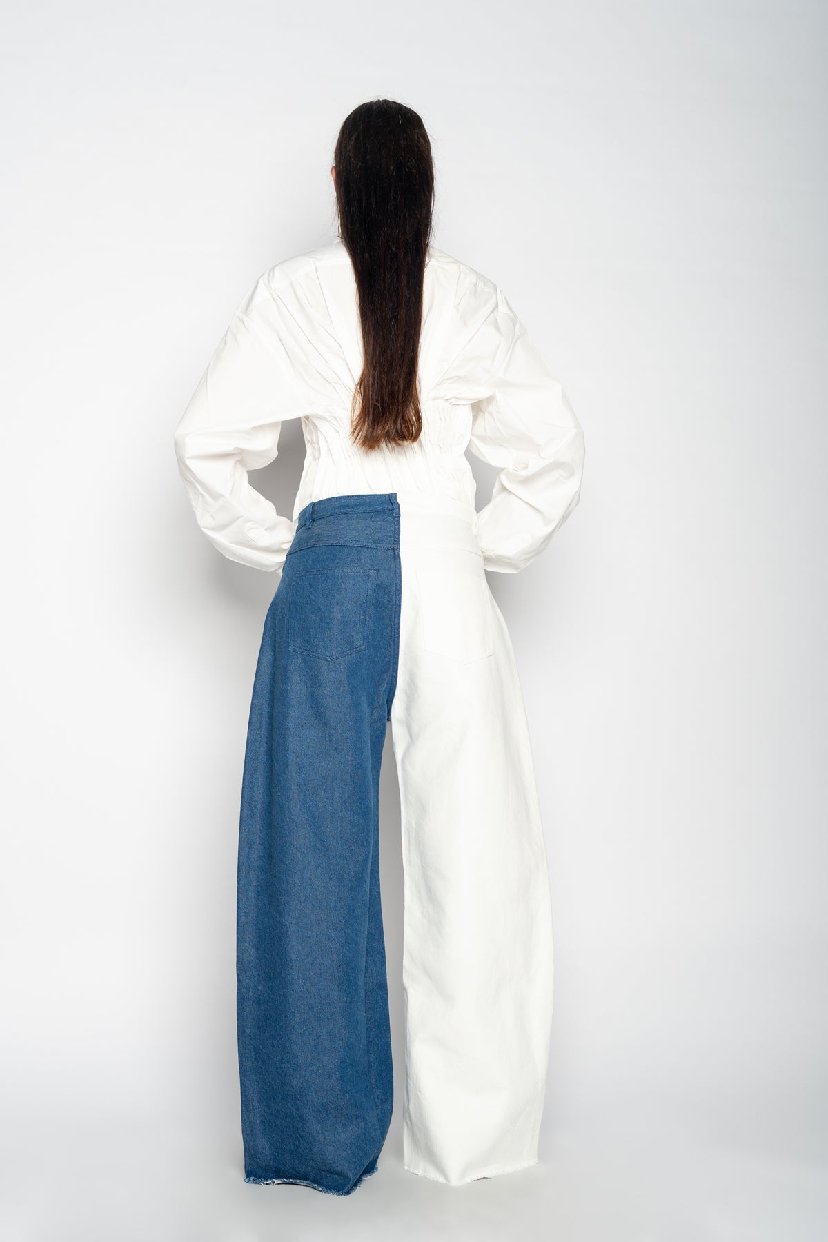 BLUE AND WHITE BOYFRIEND TROUSERS MARQUES ALMEIDA