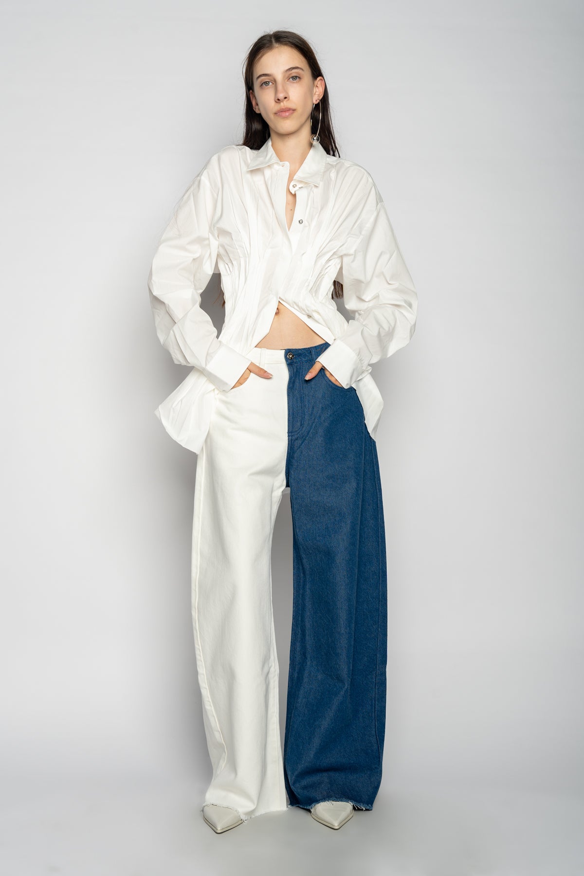 BLUE AND WHITE BOYFRIEND TROUSERS MARQUES ALMEIDA