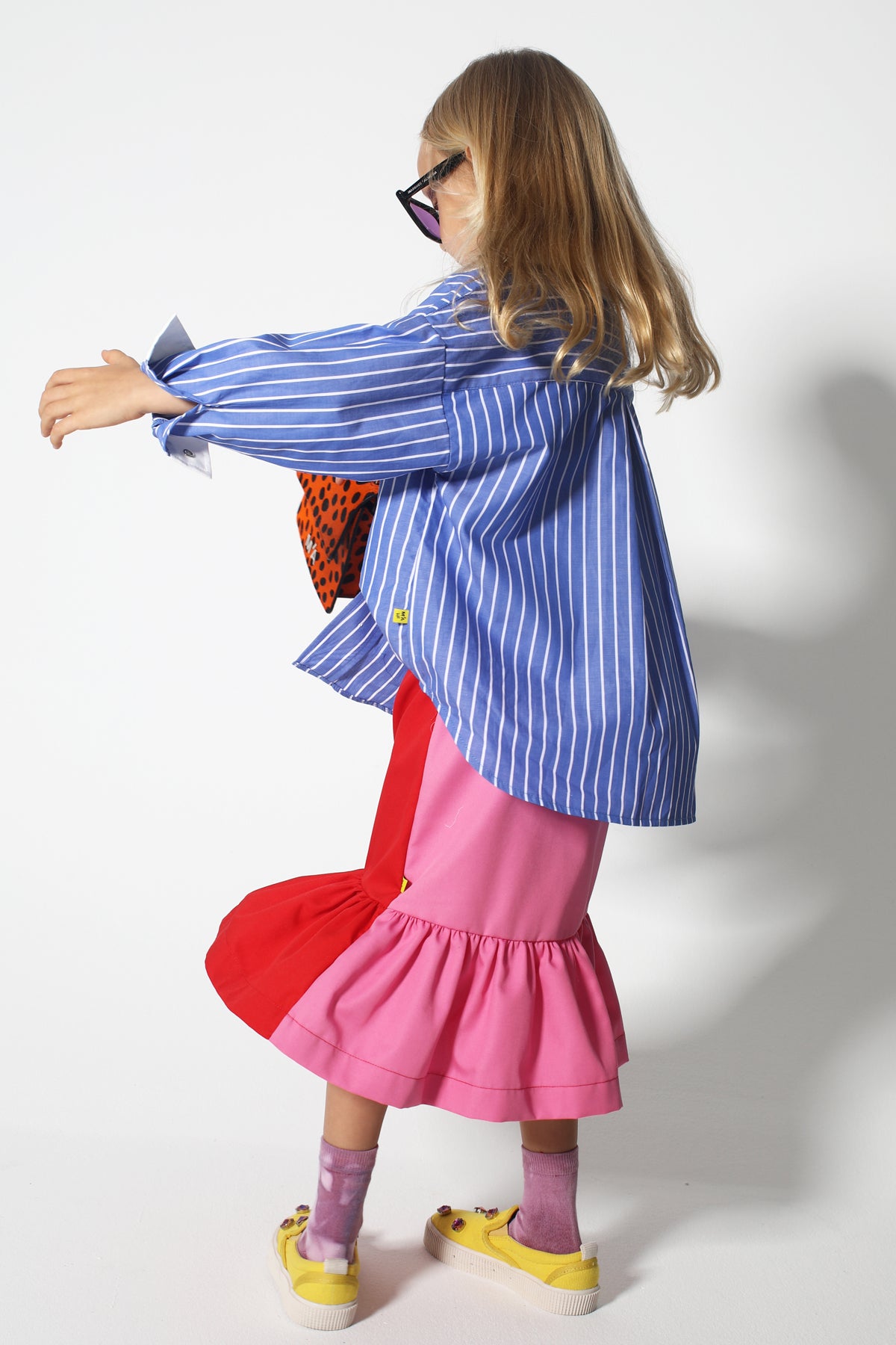 BLUE AND WHITE STRIPED LOOSE SHIRT makids
